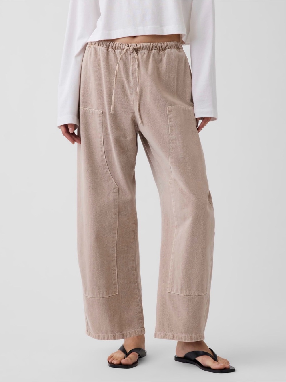 GAP Easy Double-Knee Barrel Pants in Wicker Tan